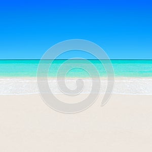 Tropical white sandy beach and turquoise clear ocean water background