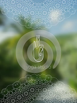 Tropical yoga studio realistic banner with mandala