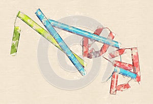 Troponin, 3D rendering: structure of the human cardiac troponin core domain. Composed of three subunits (C, T and I). Cartoon