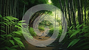 Tropy in Bamboo Grove, generative ai