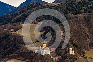 Trostburg above Weidbruck, Ponte Gardena in South Tirol. Fall Landscape of a Epic Castle in SÃÂ¼dtirol, in the middle of the Alps. photo