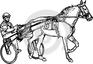 Trotter in harness drawing