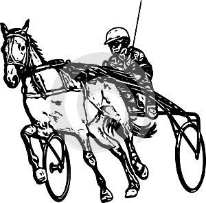 Trotter in harness drawing