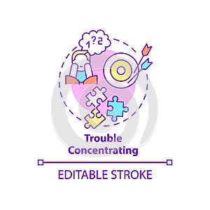Trouble concentrating concept icon