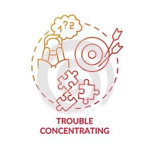Trouble concentrating red gradient concept icon