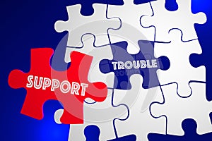 Trouble Problem Issue Solved Customer Support Service Puzzle 3d