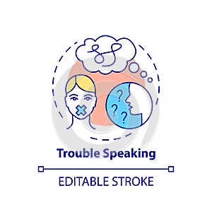 Trouble speaking concept icon