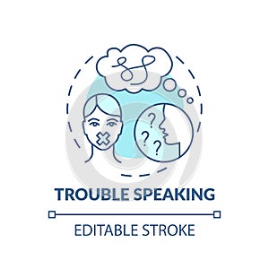 Trouble speaking turquoise concept icon