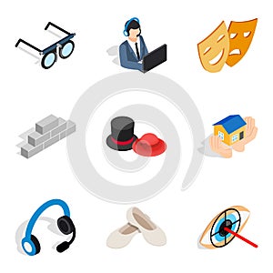 Trouble with work icons set, isometric style
