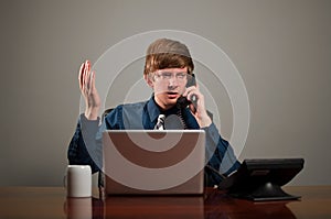 Troubled Business Man on Phone