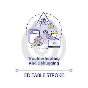 Troubleshooting and debugging concept icon