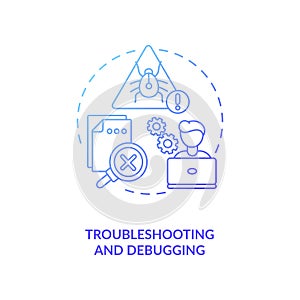 Troubleshooting and debugging concept icon