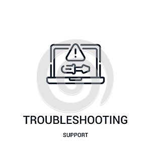 troubleshooting icon vector from support collection. Thin line troubleshooting outline icon vector illustration. Linear symbol for photo