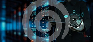 a programmer,internet Business, Ai Digital technology, Network and cybersecurity of data center with engineer