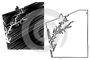 Troup County, Georgia U.S. county, United States of America, USA, U.S., US map vector illustration, scribble sketch Troup map