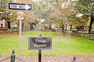 Troup Square iron armillary sphere art Savannah GA