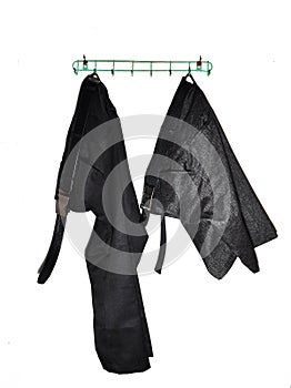Trouser and pant hanging isolated on white