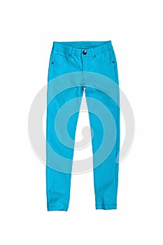 Trousers for girls of blue color isolated