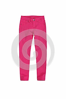 Trousers for girls of pink color isolated