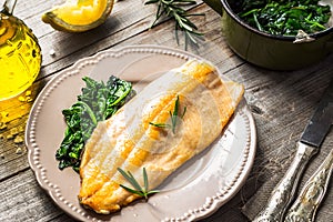 Trout fillet with spinach