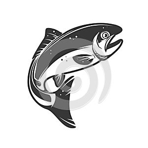 Trout fish icons isolated on white background. Design element for logo, label, emblem, sign, brand mark.