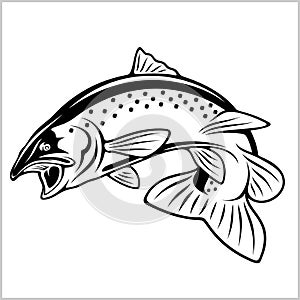 Trout fish - logo illustration. Fishing emblem