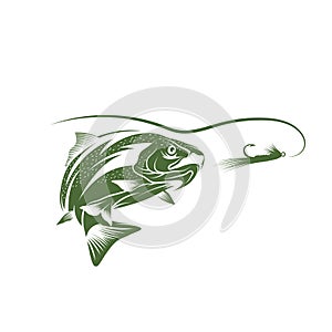 Trout fish and lure vector design