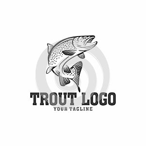 Trout fishing logo design vector