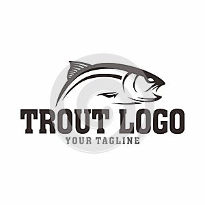 Trout fishing logo design vector