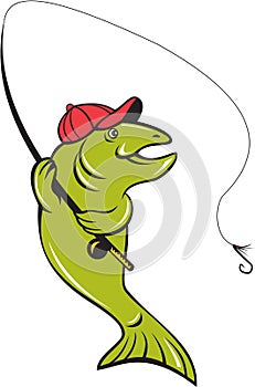 Trout Fly Fishing Rod Hook Cartoon