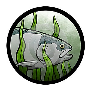 Trout in the Grass Illustration