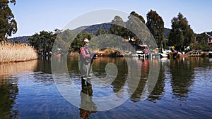 Trout hunt between reedy. In Hisaronu.