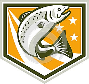 Trout Jumping Retro Shield