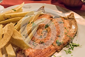 Trout served in a restaurant in Villa la Angostura, Argentina