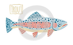 Trout, vector cartoon illustration