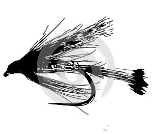 Trout wet fly fishing illustration