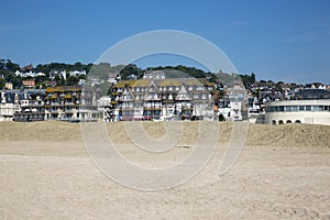 Empty beach on the coast of the English Channel in Trouville