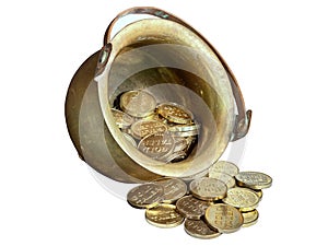 Trove of coins in a copper pot