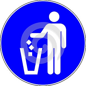 Trow garbage allowed blue sign