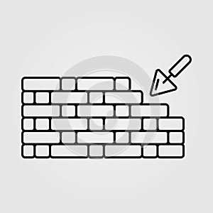 Trowel and brick wall icon. Building house, construction concept icon