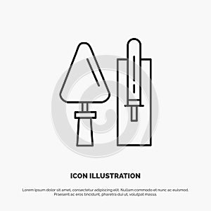 Trowel, Brickwork, Construction, Masonry, Tool Line Icon Vector