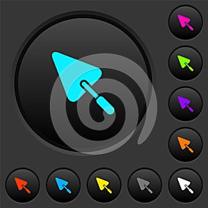 Trowel dark push buttons with color icons