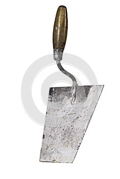 Trowel dirty with mortar. Accessories for construction workers