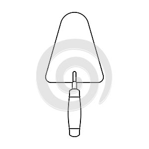 Trowel for masonry vector outline icon. Vector illustration tool for masonry on white background. Isolated outline