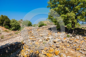 Troy ancient city ruins. Visit Turkey concept photo.
