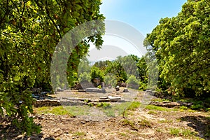 Troy archaeological site view in the spring.