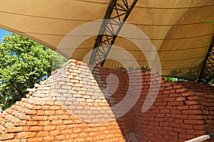 Troy II walls with modern reconstructed mudbricks. photo