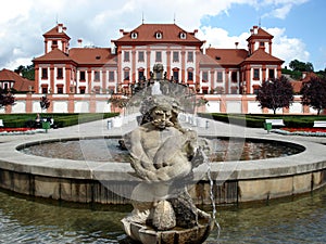 Troya castle,Prague, fountain photo