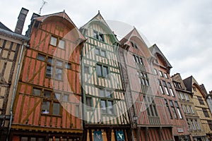 Troyes, France, Champagne, old typical half-timbered houses