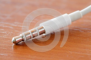 Trs minijack 3.5 mm plug for analog audio signal transmission, macro close-up